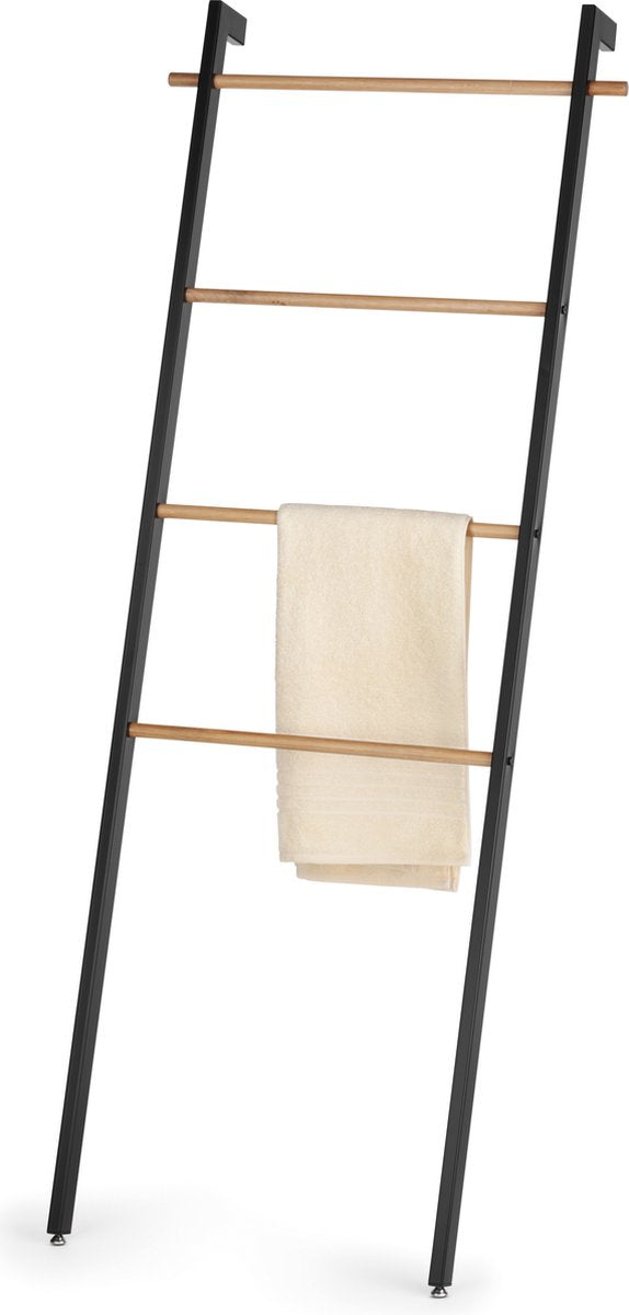 KELA Oak handdoekhouder ladder - H180cm B 56cm muurafstand 24cm eikenhout&metaal