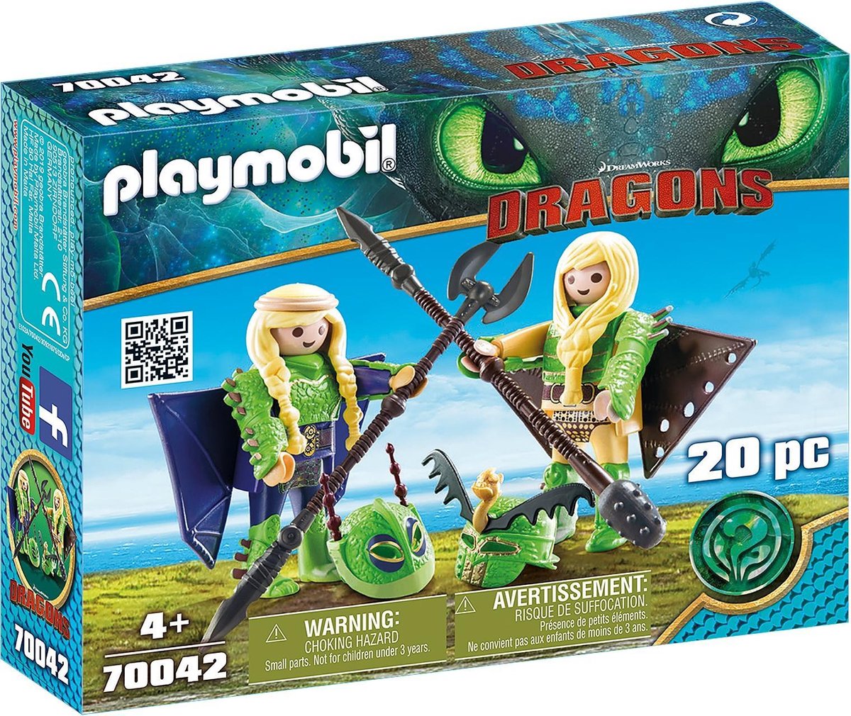 PLAYMOBIL Dragons 70042 Schorrie&Morrie i/vliegpak