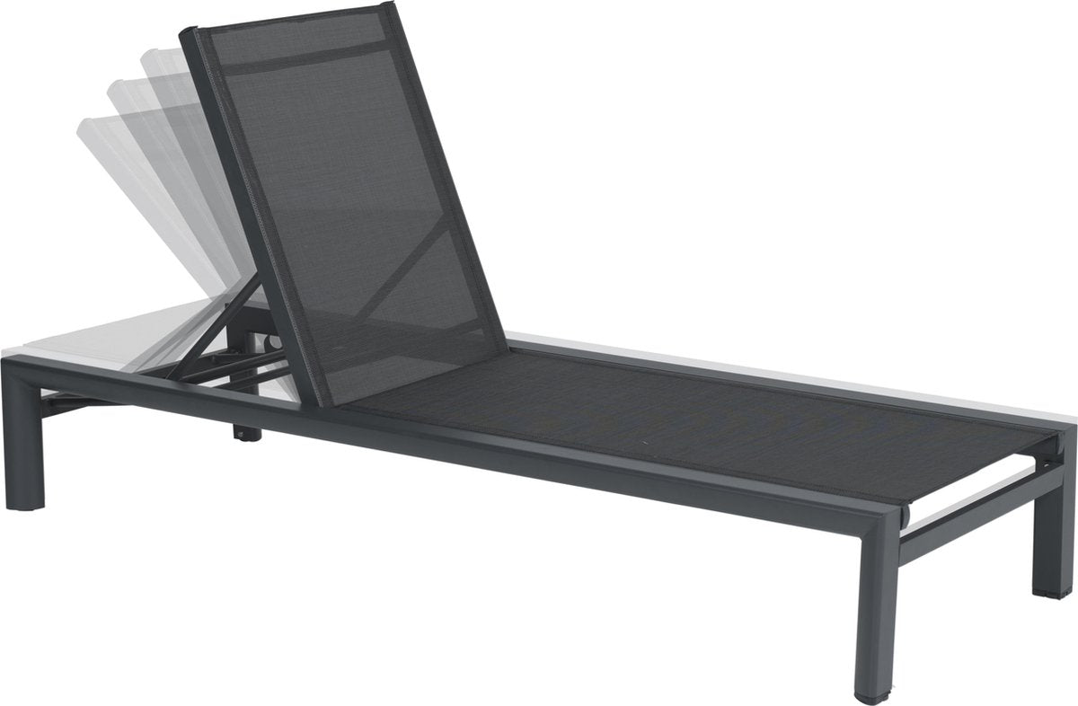 GARDEN IMPRESSIONS - SALSA Ligbed - carbon black/ antraciet 200x72x100cm verstelbare rugleuning