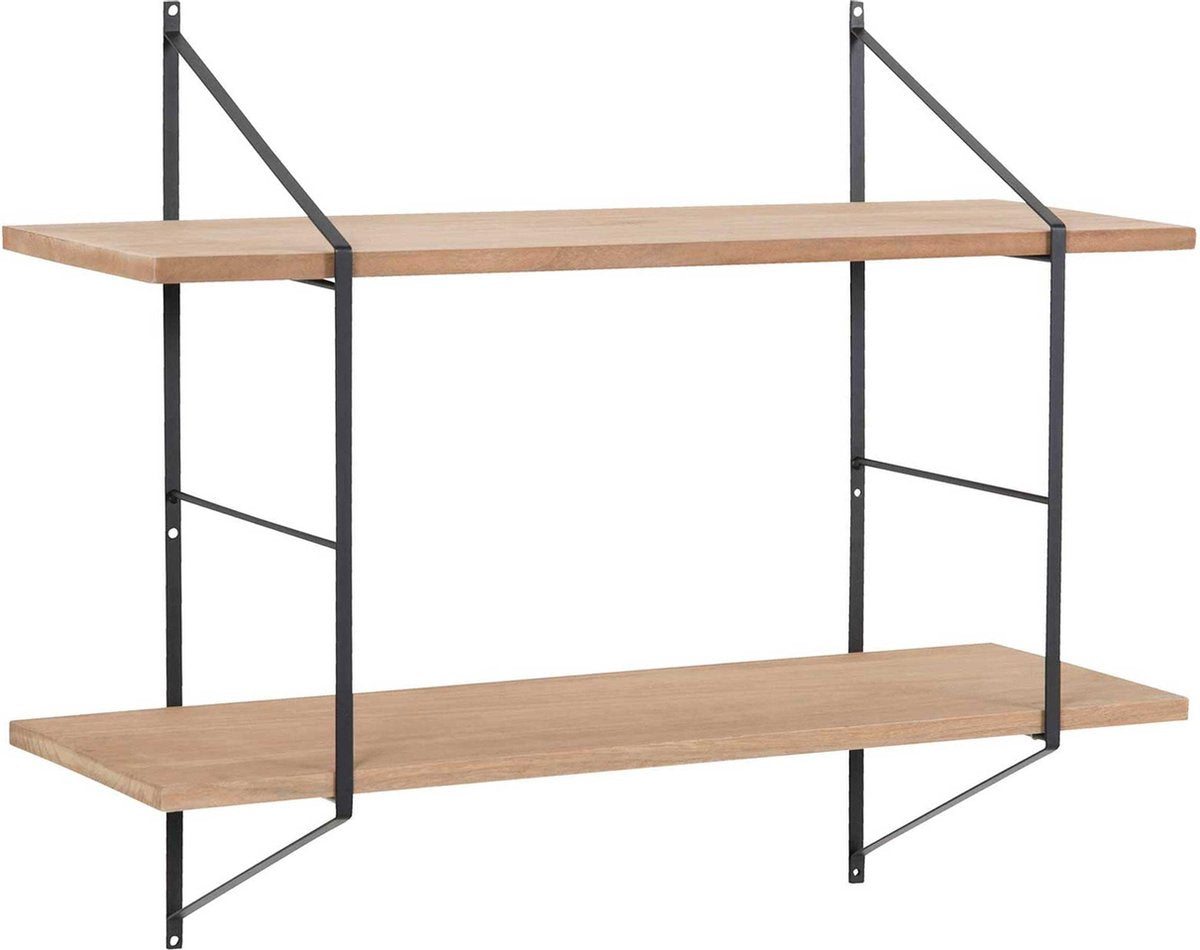 BELFAST wandrek 2 planken - paulownia nat./metaal 76x25.5x63cm 80629 + 80626