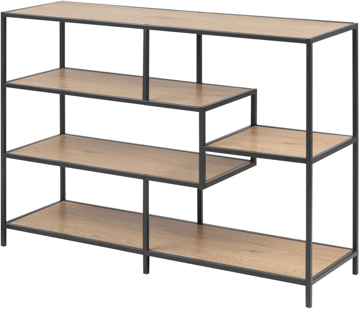 SEAFORD boekenrek 3plank - wild oak/ mat zwart - 114x35x78cm  0000089162