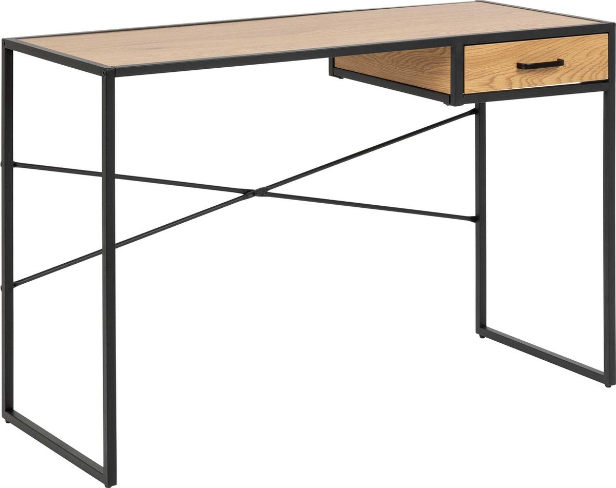 SEAFORD bureau 1 lade - wild oak/ mat zwart - 110x45x75cm tulu