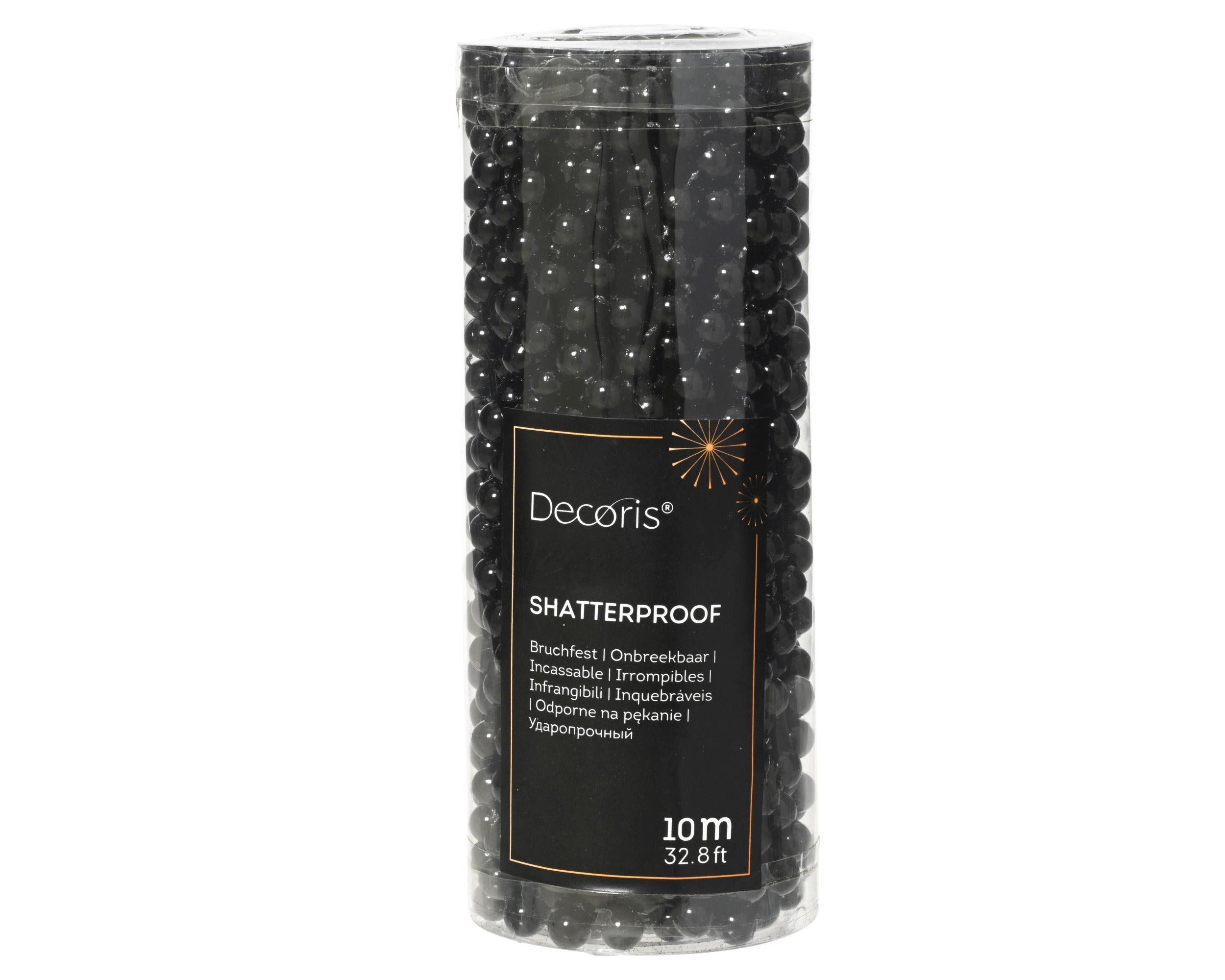 Kerst kralenketting 10m - zwart