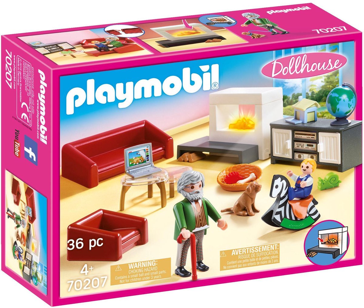 PLAYMOBIL Dollhouse 70207 Huiskamer met openhaard