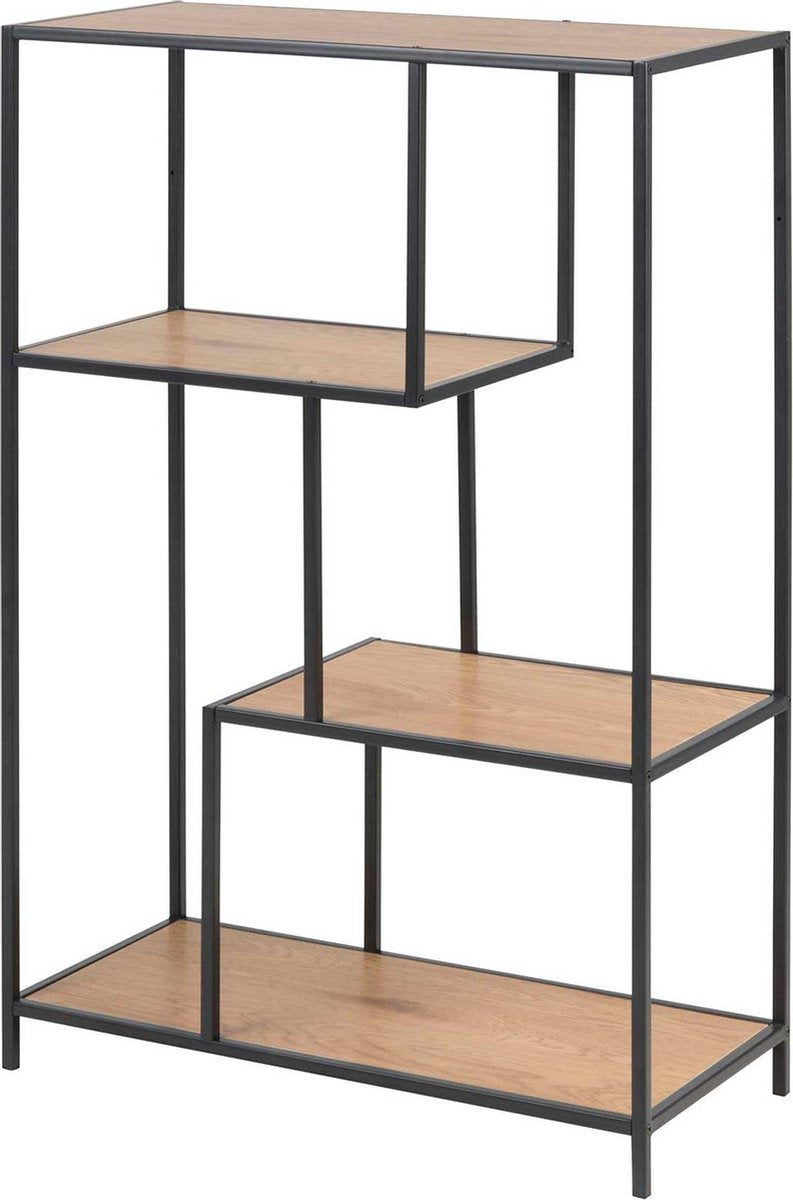 SEAFORD Boekenrek - 77x35x114cm - wild oak/ mat zwart  0000089164   0000091745