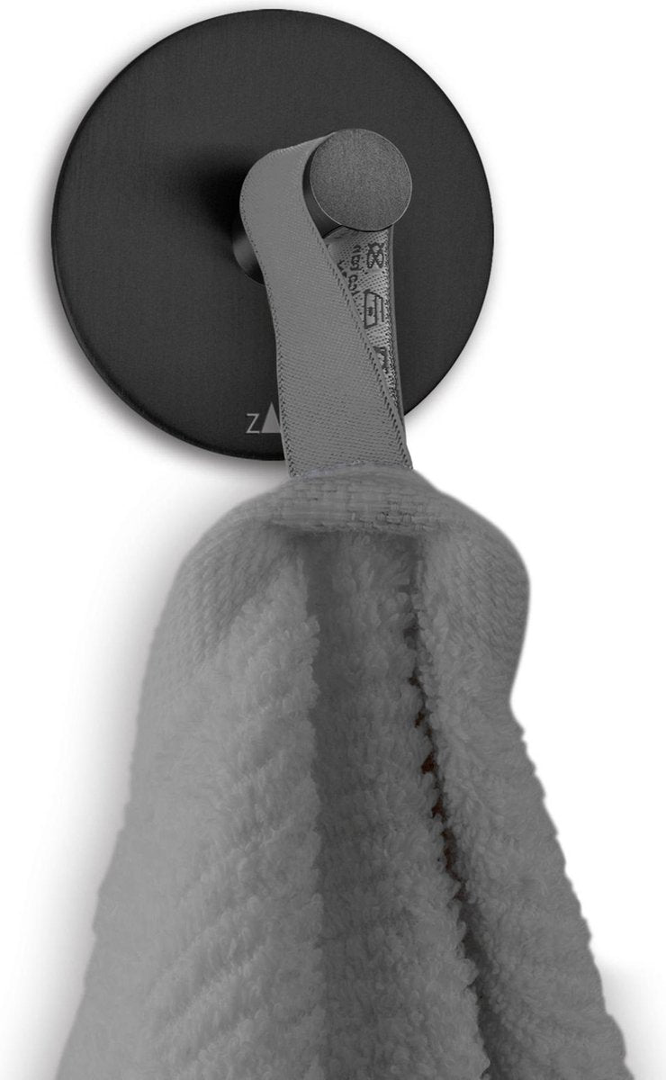 Zack PECO - Handdoekhaak rond 5.5cm zwart rvs