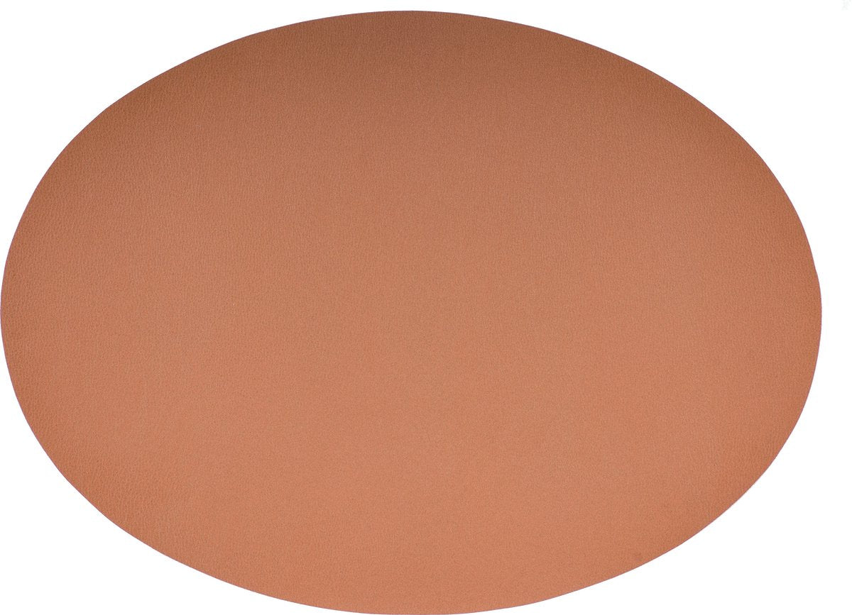 ZICZAC Leather Look placemat ovaal - 33x 45cm - peach caramel