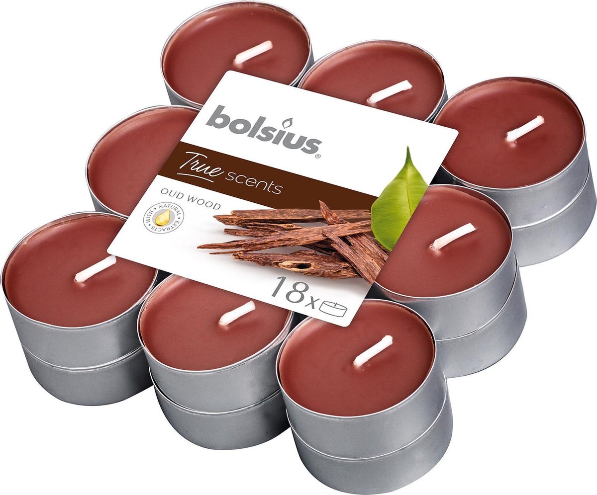 BOLSIUS Geur theelichten 4u 18st.- oud hout true scents