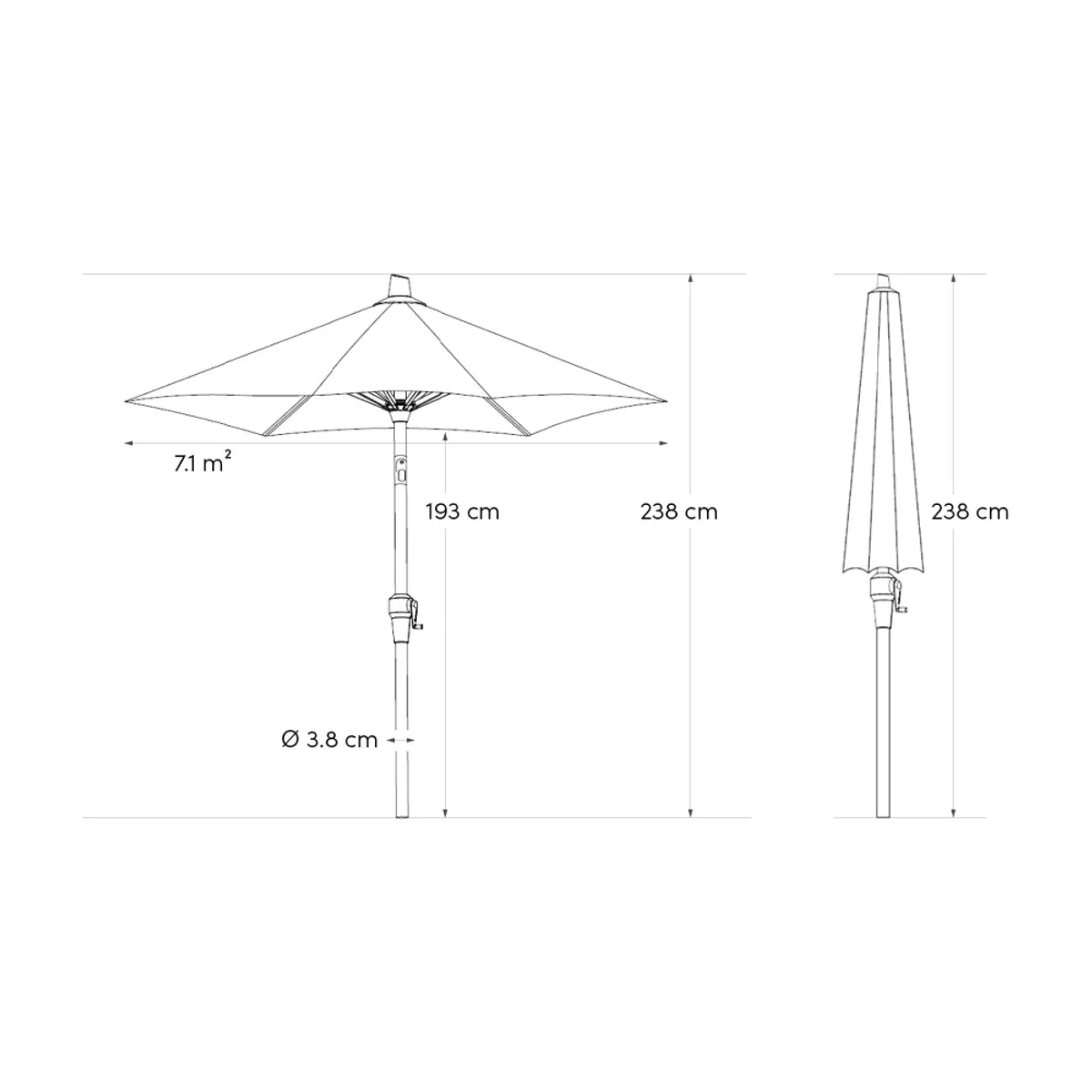 Platinum RIVA premium parasol 3m - manhattan/ antraciet mast excl. voet