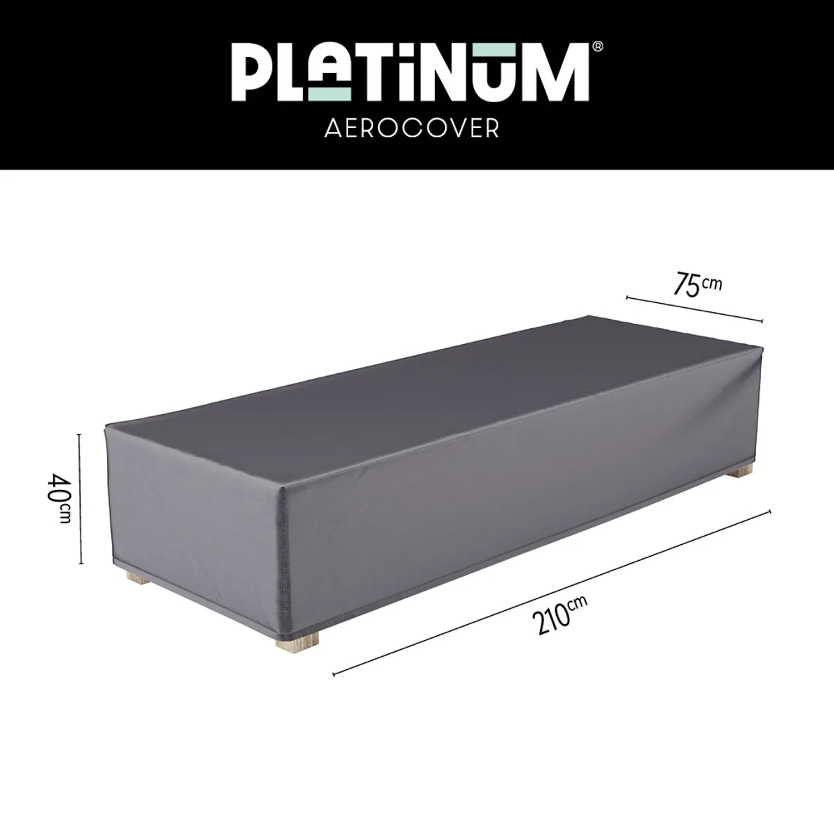 AEROCOVER Loungebed hoes - 210x75x40cm - antraciet  - beschermhoes voor ligbed