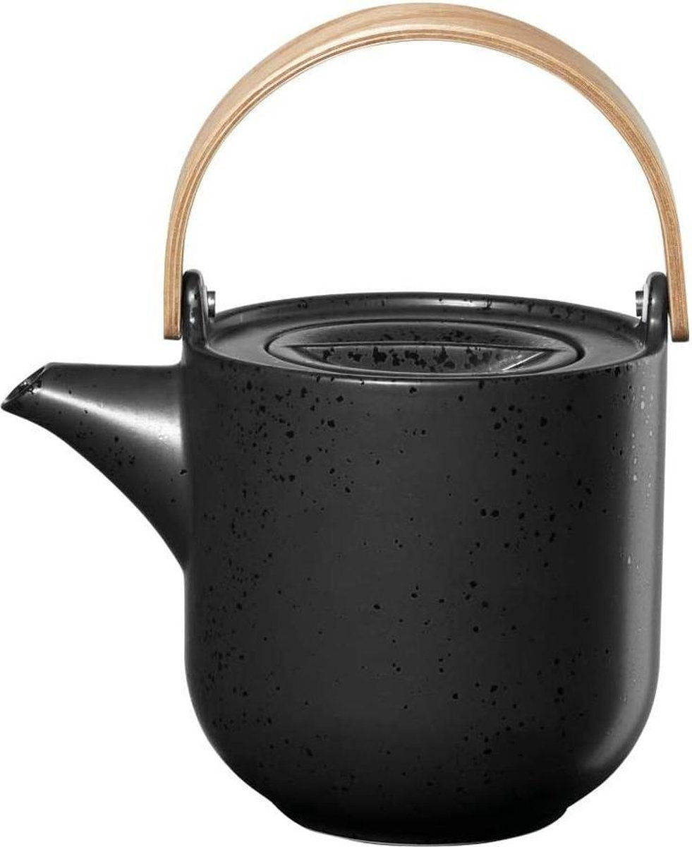 ASA Coppa kuro - Theepot 1L handvat hout zwart mat