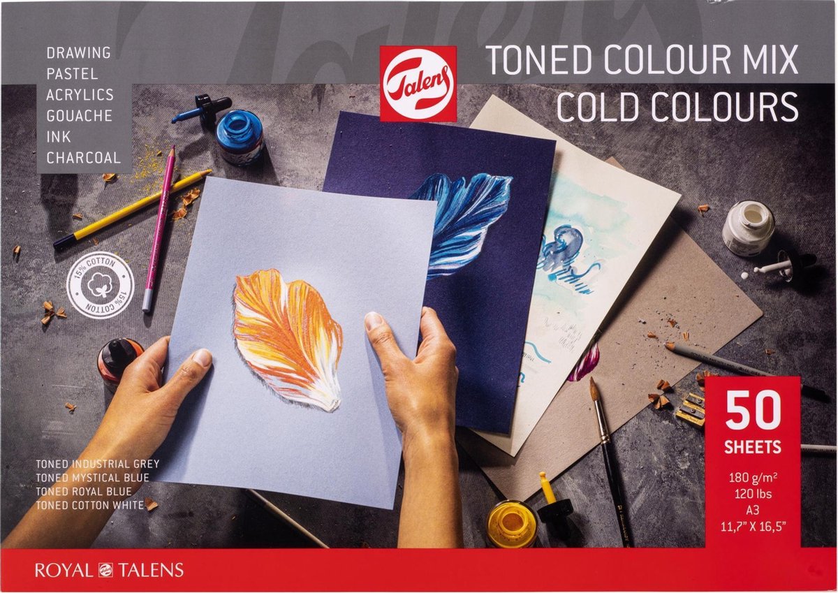TALENS Tracing papier toned mix koud A3- 180g 50vellen