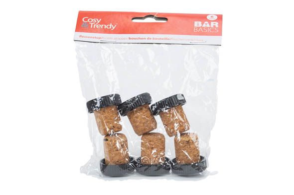 COSY&TRENDY - 6 flesdoppen 1.95/2.9cm - zwart