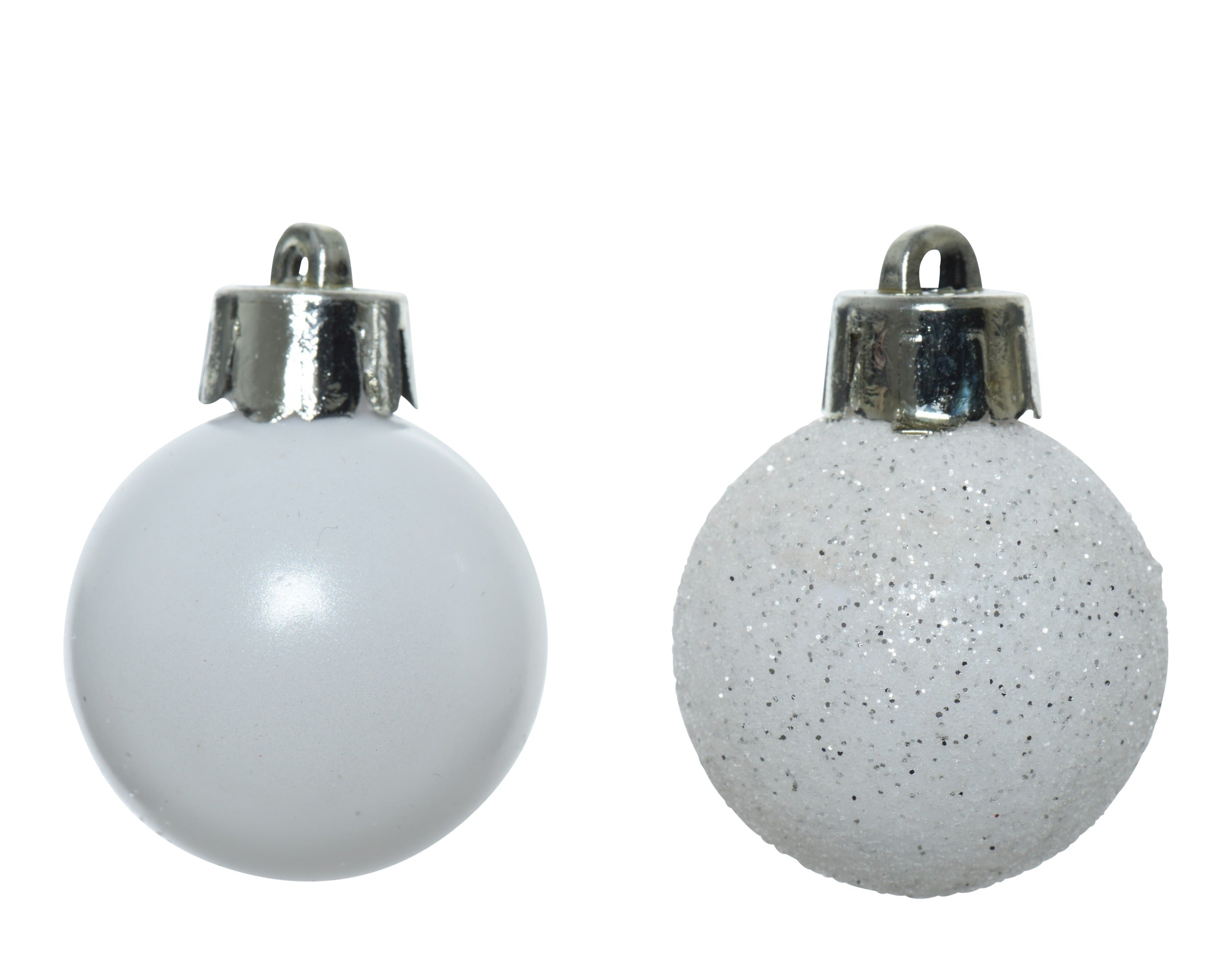 Kerstballen kunststof mat/glitter mix 3cm - winterwit 14st.