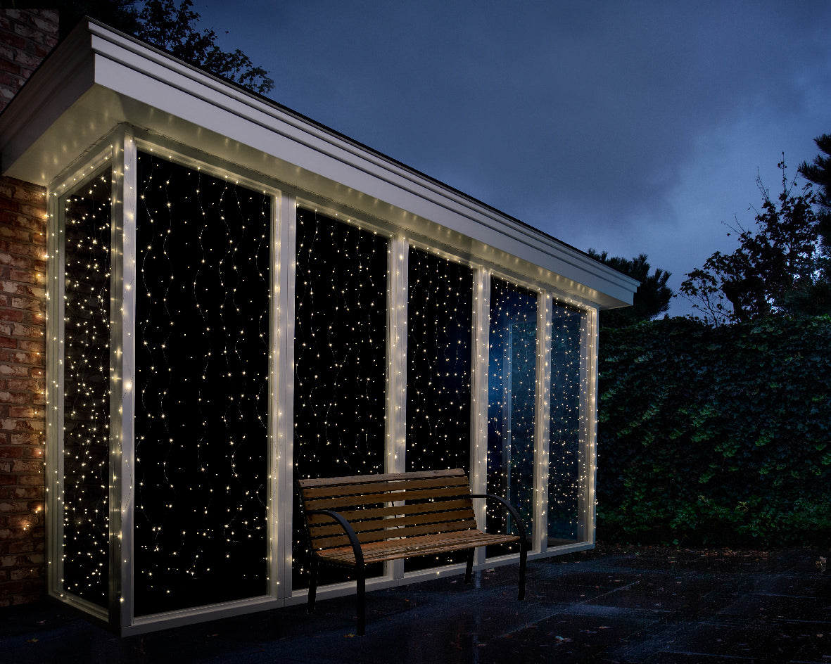 Lumineo micro LED curtain 190cm 400L - zilver/warm wit - kerstverlichting
