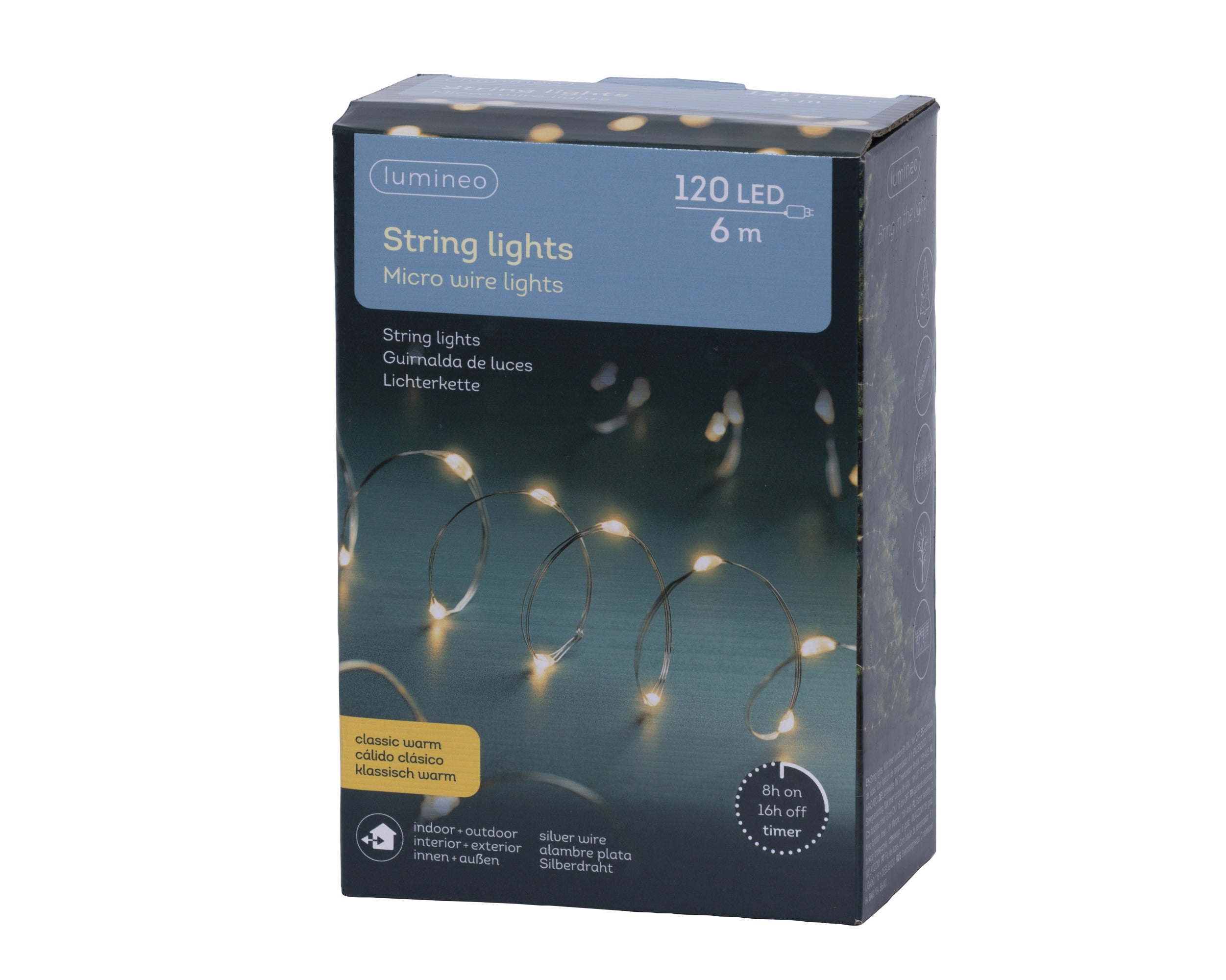 Lumineo micro LED stringlights 595cm 120L - zilver/klassiek warm - kerstverlichting