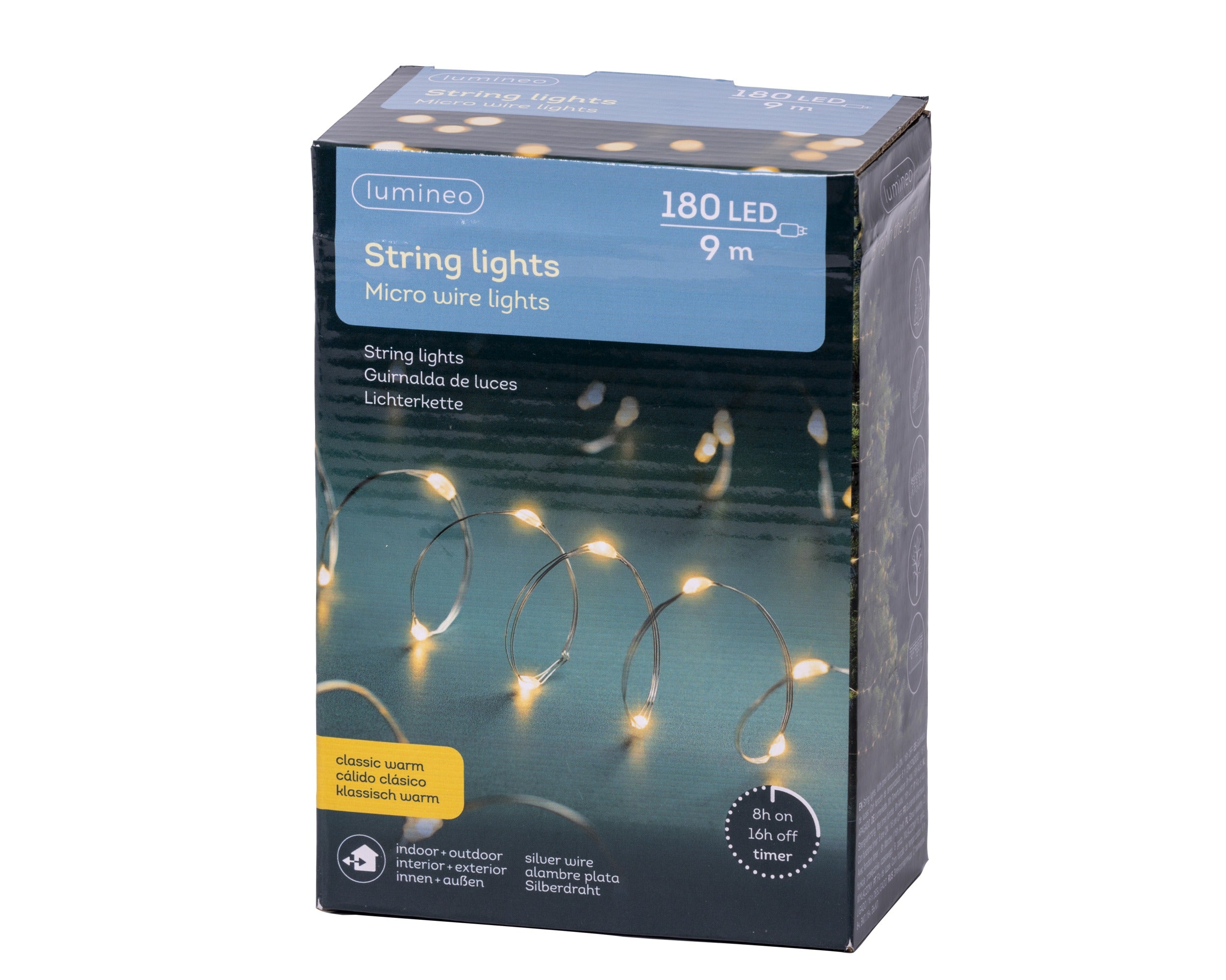Lumineo micro LED stringlights 895cm 180L - zilver/klassiek warm - kerstverlichting