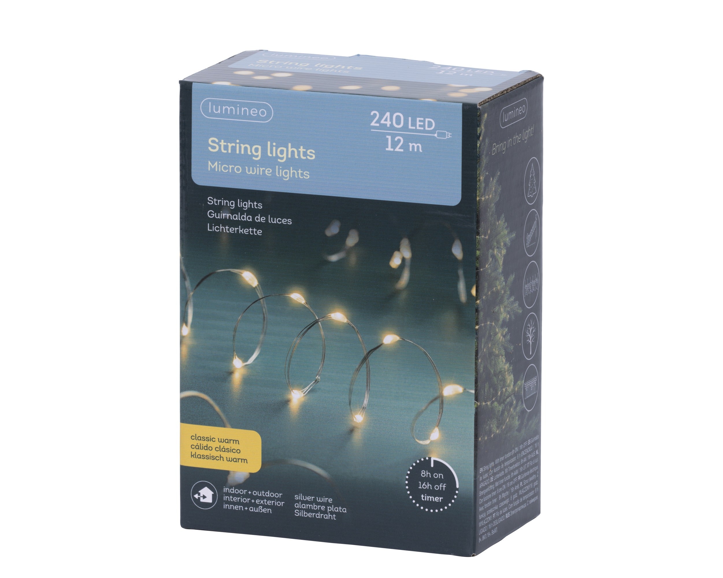 Lumineo micro LED stringlights 1195cm 240L - zilver/klassiek warm - kerstverlichting