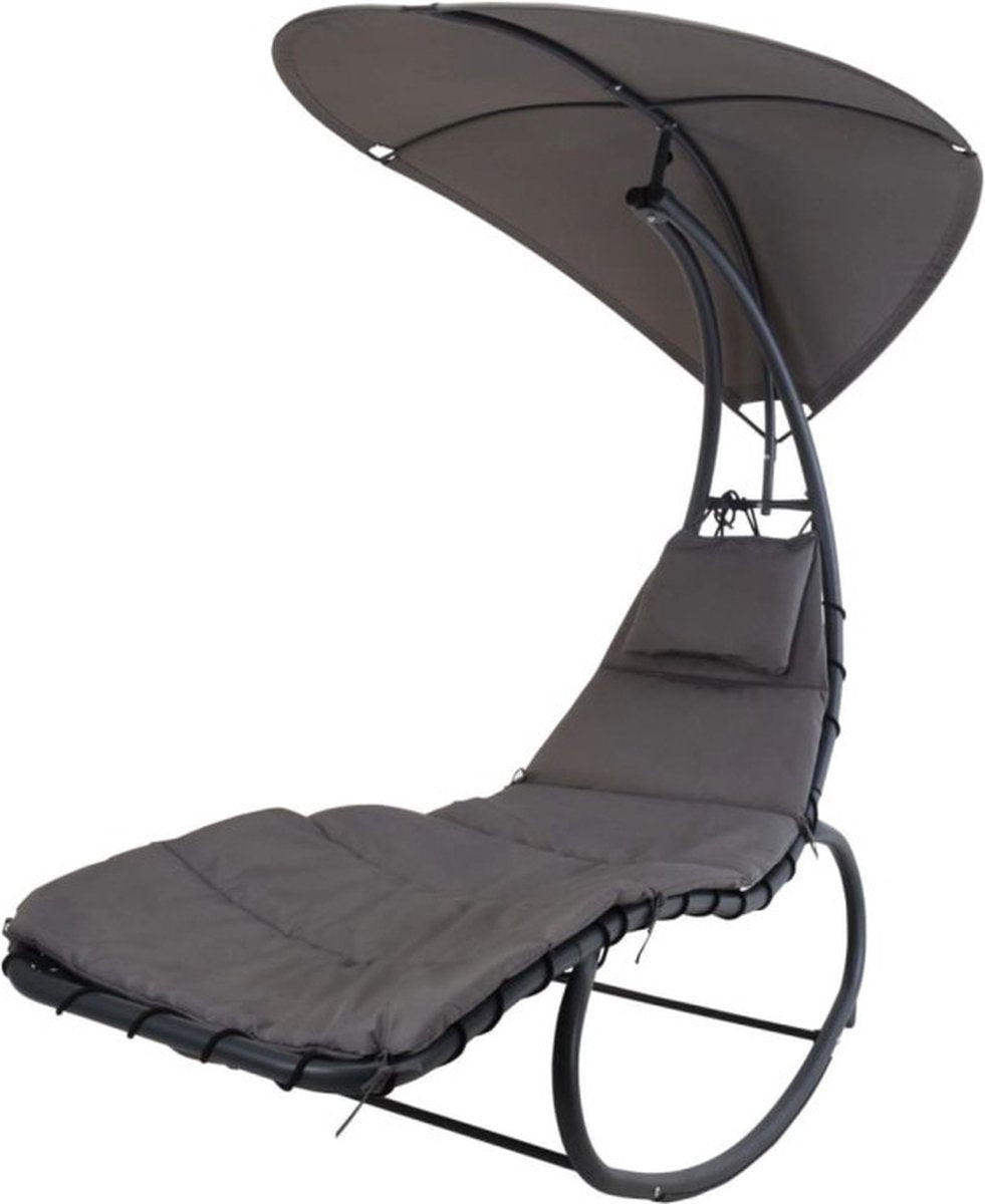 Schommelstoel lounger - zwart met dak Home&Lifestyle maximale belasting 100kg