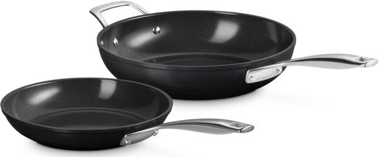 LE CREUSET koekenpan 24cm & sauteerpan provencaals 24cm - set RVS 3PLY   TU UC