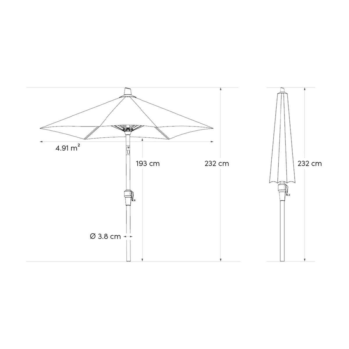 Platinum RIVA parasol D 2.5m - antraciet excl voet