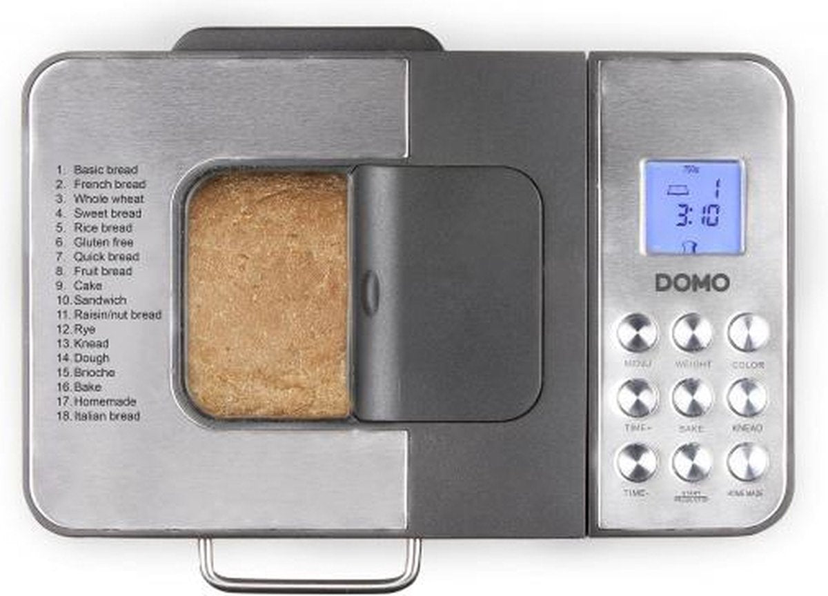 DOMO Broodbakmachine- met glutenvrij pro gramma - max. broodgewicht 1kg - 500W