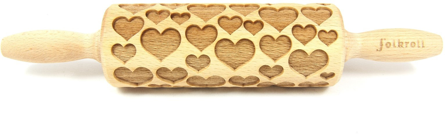 FOLKROLL Decoratie deegrol - hartjes - 23cm