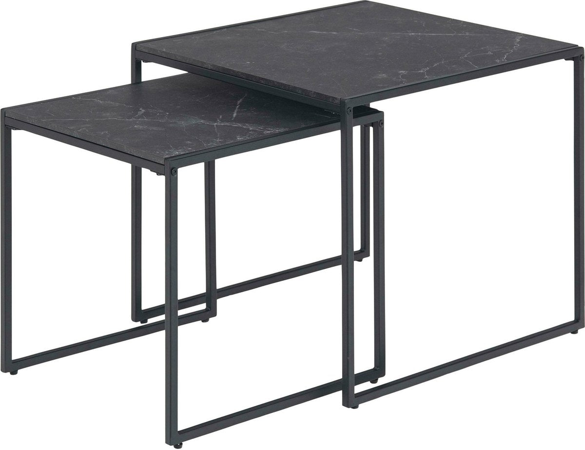 INFINITY bijzettafel s/2 - marble -50x50 x45cm - matt black