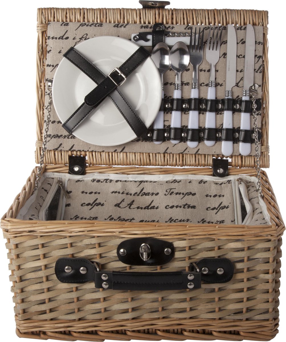 COSY&TRENDY Picknickmand 2pers.- 38x26x 19cm - naturel - koeltas