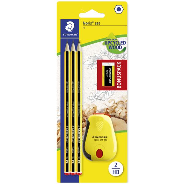 STAEDTLER Noris set potloden gom+slijper - HB - 3st
