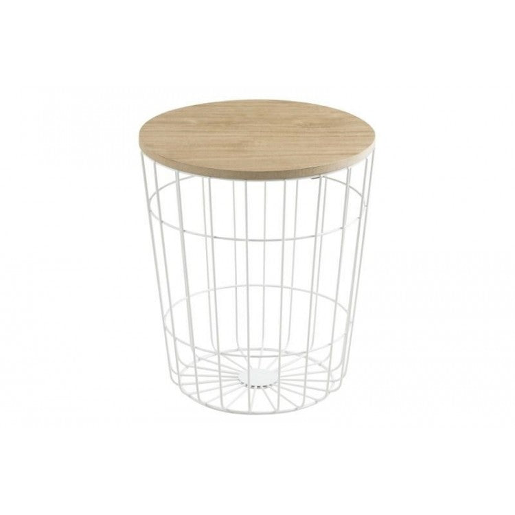 LOTUS Koffietafel paulownia fineer - wit metaal - 43x47.5cm               TU UC