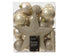 Kerstballen + piek kunststof glans/mat/glitter mix 8cm 6cm 5cm - parel 33st. assortiment