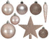 Kerstballen + piek kunststof glans/mat/glitter mix 8cm 6cm 5cm - poederroze 33st. assortiment
