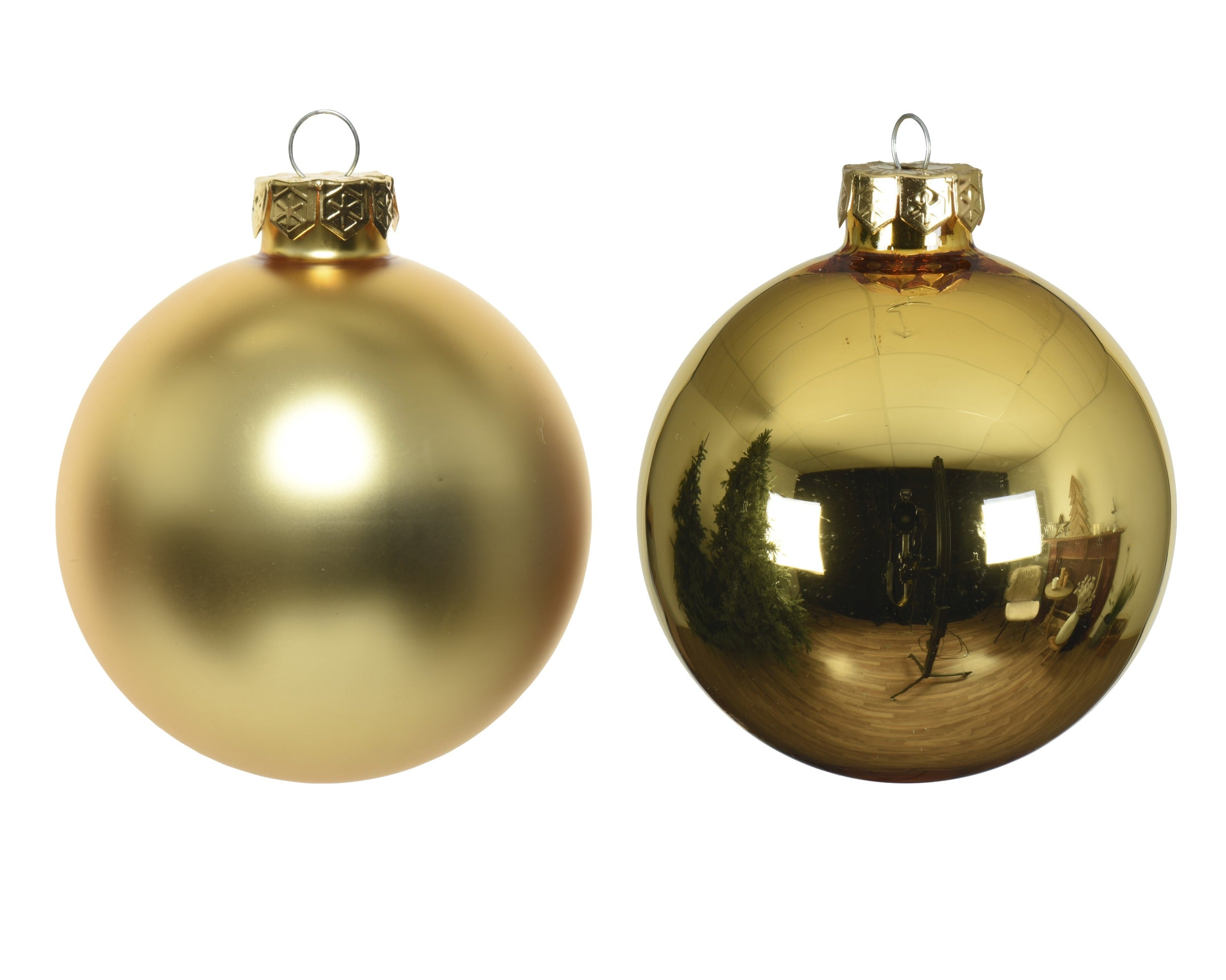 Kerstballen glas glans/mat mix 5cm - licht goud 12st.