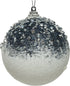 Kerstbal foam glitter parels 8cm - wit/blauw blauw  (prijs per stuk)