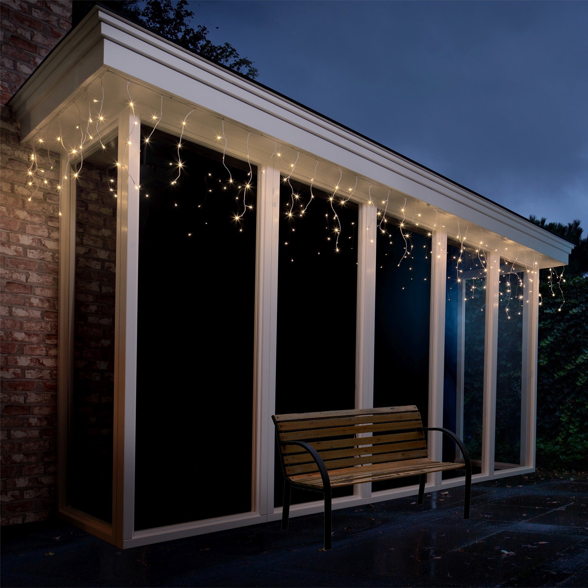 Lumineo LED icicle twinkel buiten 1100x50cm 259L - wit/warm wit  - kerstverlichting