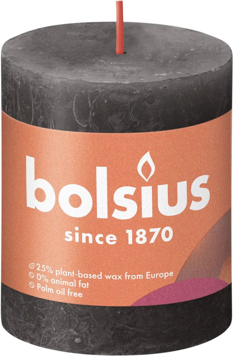 BOLSIUS Stompkaars - 8x6.8cm - stormy grey rustiek