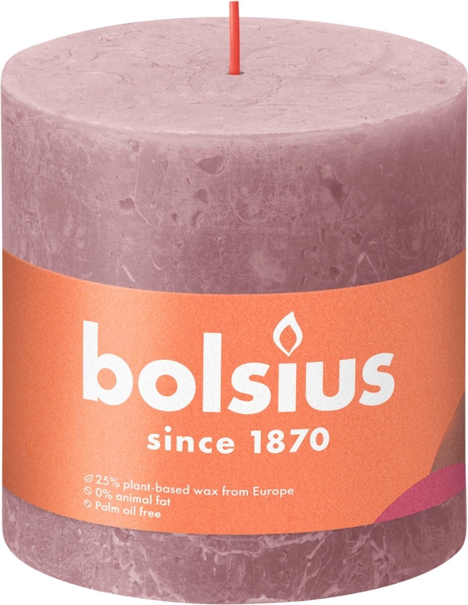 BOLSIUS stompkaars - 10x10cm - ash rose rustiek