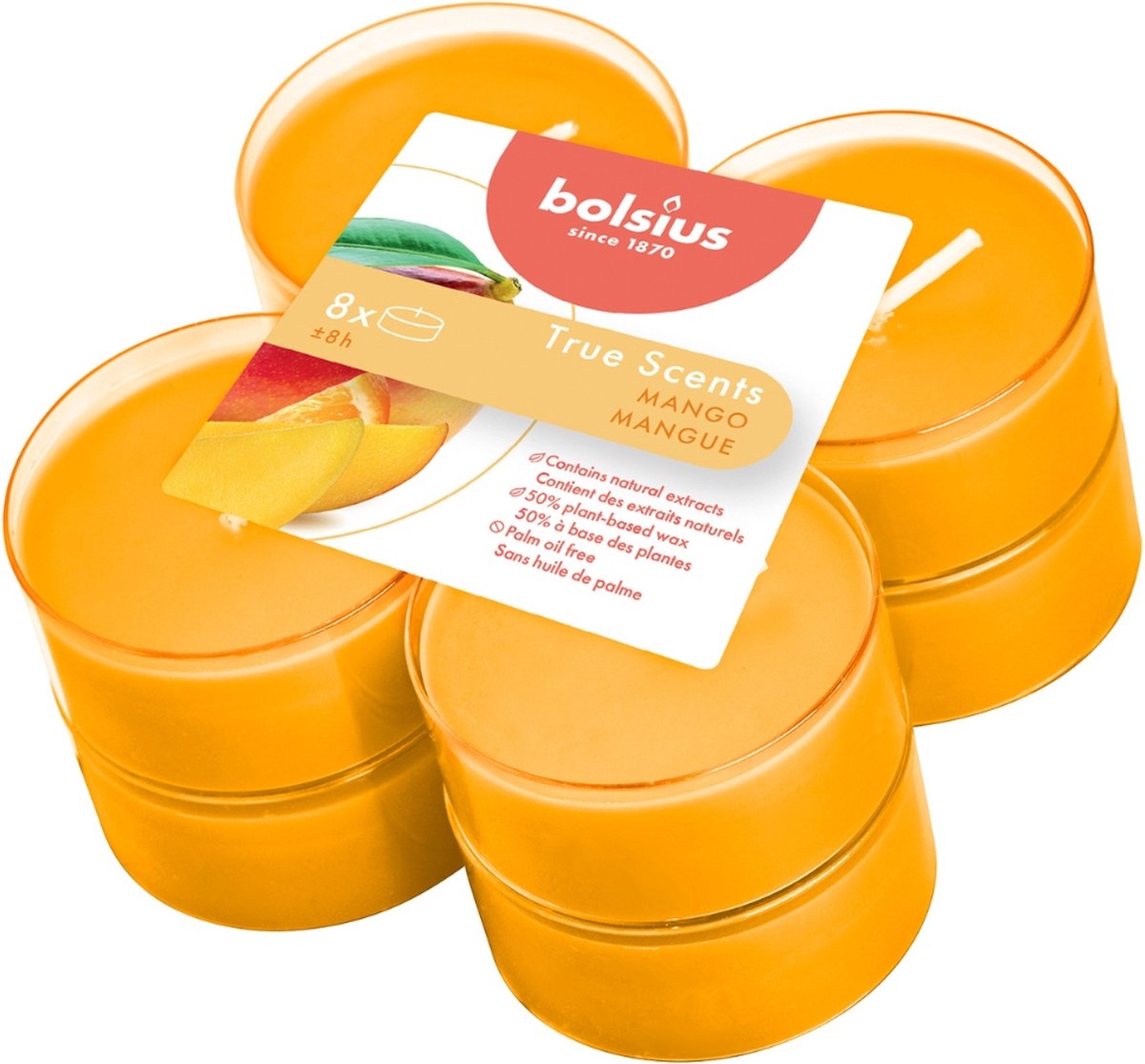 BOLSIUS geur theelichten maxi 8u 8st.- mango