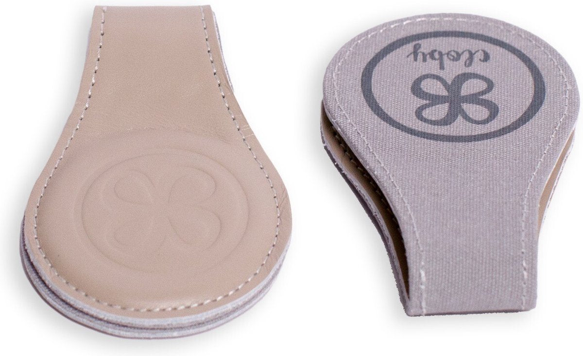 CLOBY Lederen clips - beige/ grijs- magn etische clip voor zonnedoek (2-pack)