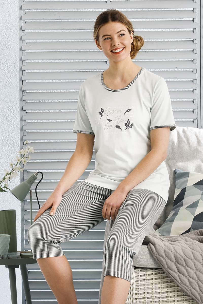 PASTUNETTE Pyjama capri - l.groen - 42