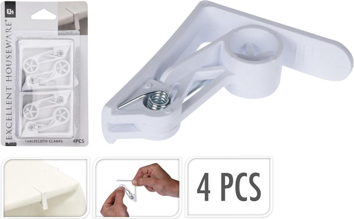 Tafelkleedklemmen 4stuks - wit