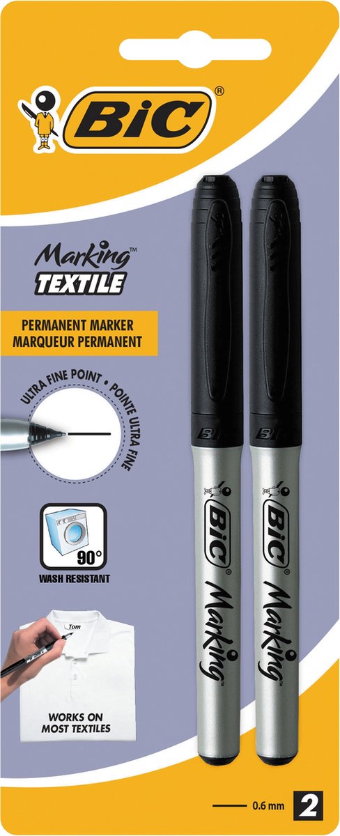 BIC Textielmarkers 2st.- zwart