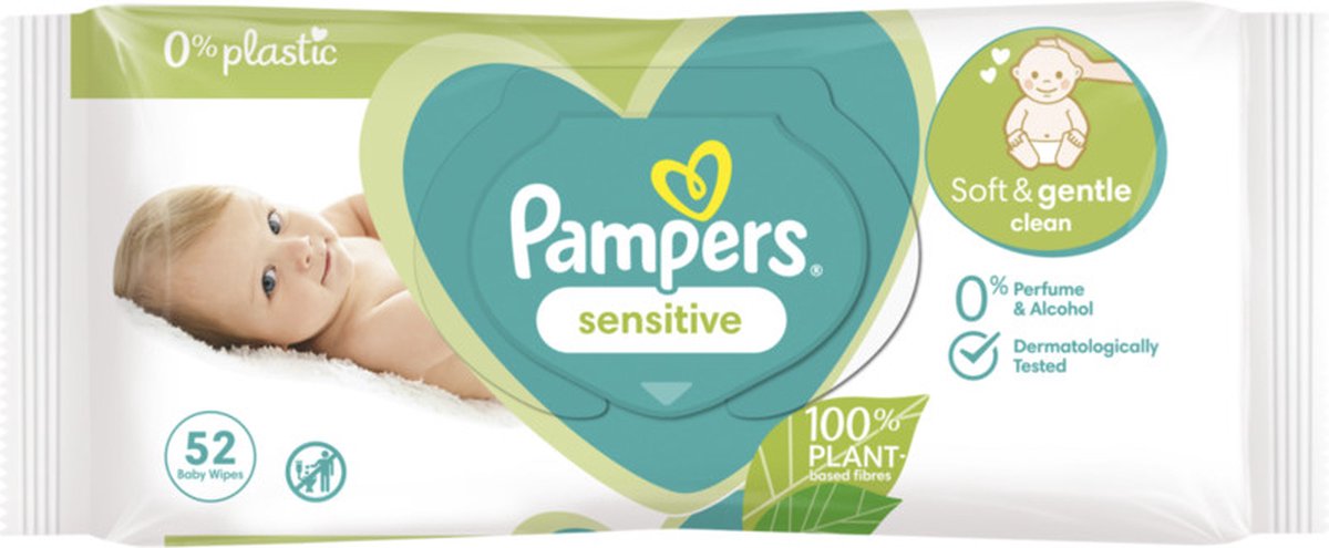 PAMPERS Wipes sensitive 52st - 0%plastic