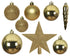 Kerstballen + piek kunststof glans/mat/glitter mix 8cm 6cm 5cm - licht goud 33st. assortiment