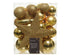 Kerstballen + piek kunststof glans/mat/glitter mix 8cm 6cm 5cm - licht goud 33st. assortiment