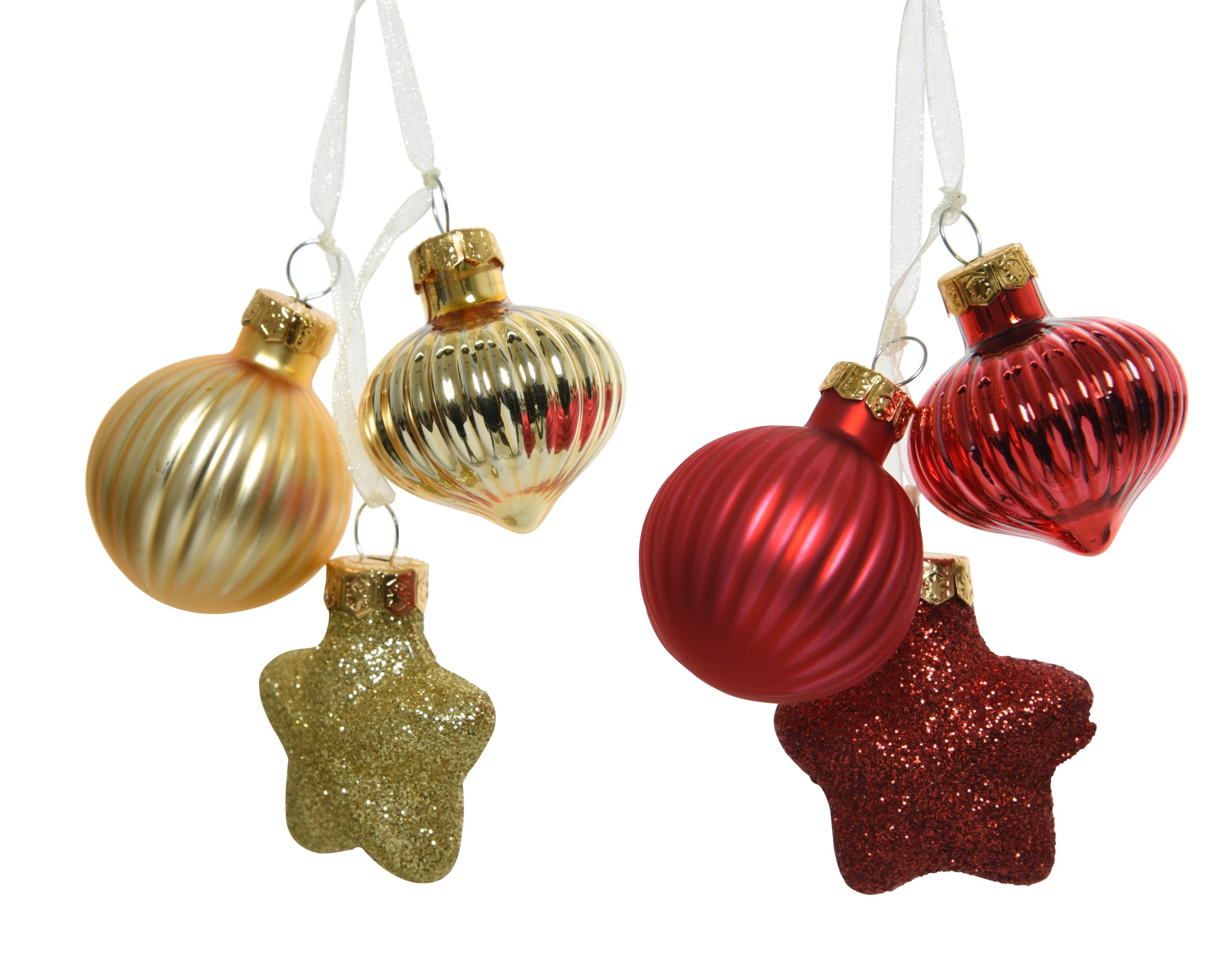 Kerstballen glas glans/mat/glitter mix - rood/goud - ass. (prijs per stuk) goud mix   (prijs per stuk)
