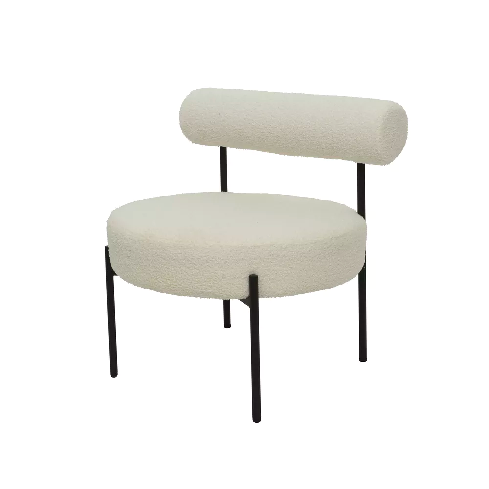 Stoel design - 60x60x65cm - off white teddy stof comfortabele rugleuning