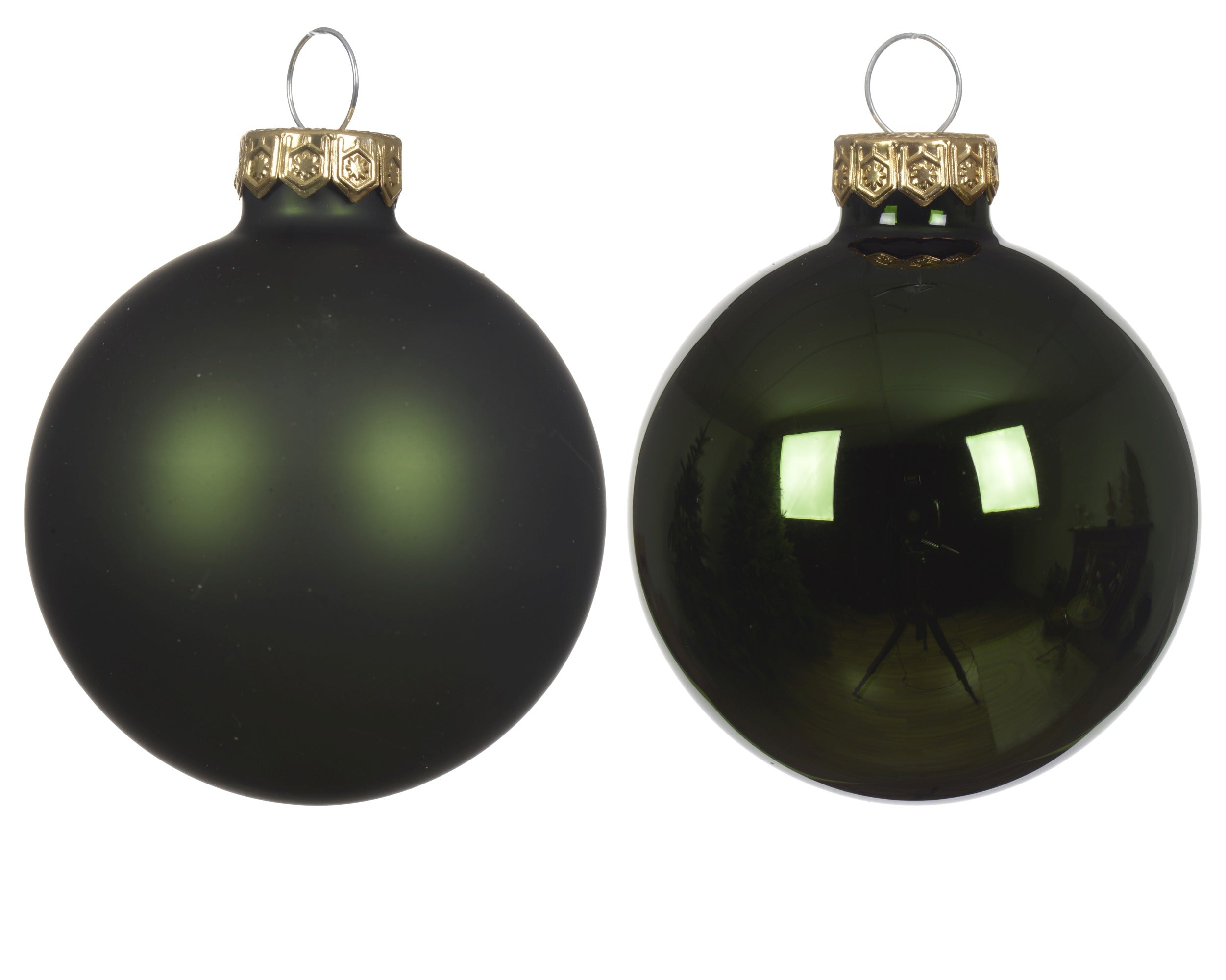 Kerstballen glas glans/mat mix 5cm - dennengroen 12st. groen