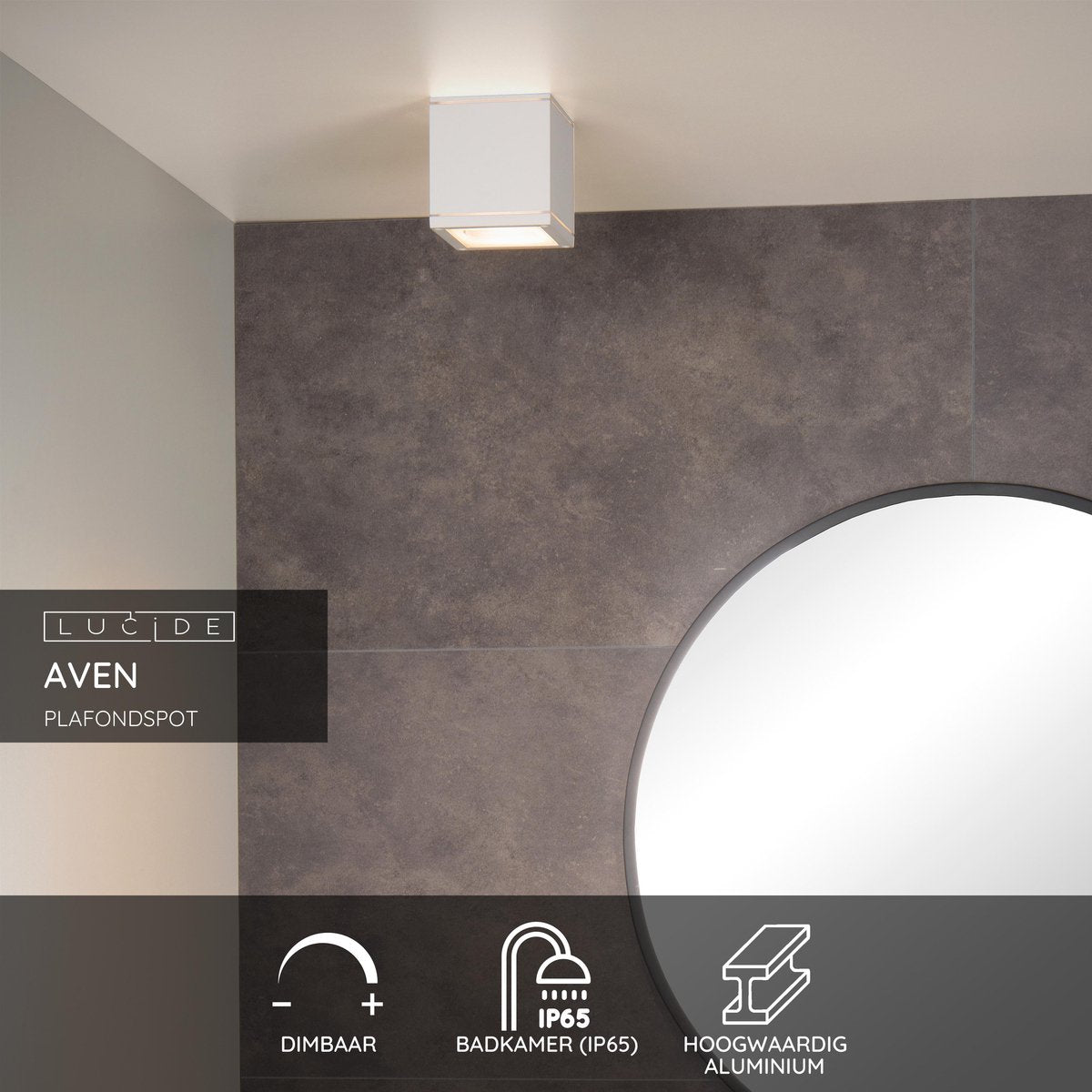 Lucide AVEN Plafondspot badkamer - wit
